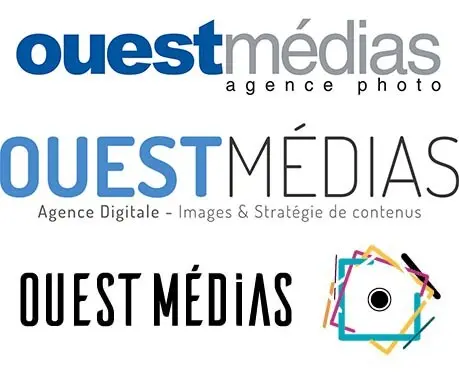 Evolution des logos Ouest Médias de l'activité initiale à sa transformation numérique