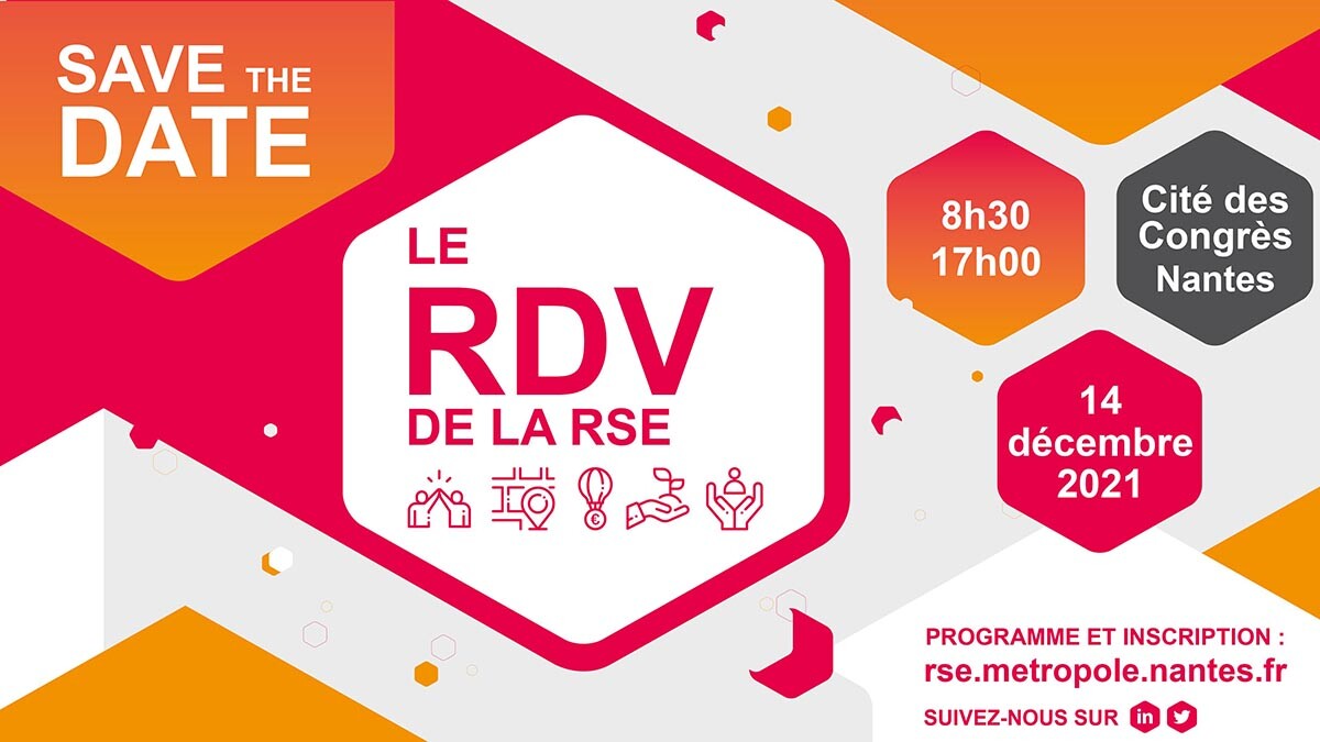 Visuel d'annonce de Social Change Nantes le 14 décembre 2021, rdv dédié à la RSE à la Cité des Congrès de Nantes