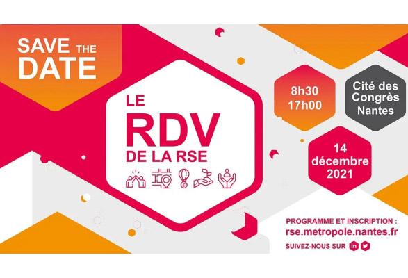 Visuel d'annonce de Social Change Nantes le 14 décembre 2021, rdv dédié à la RSE à la Cité des Congrès de Nantes