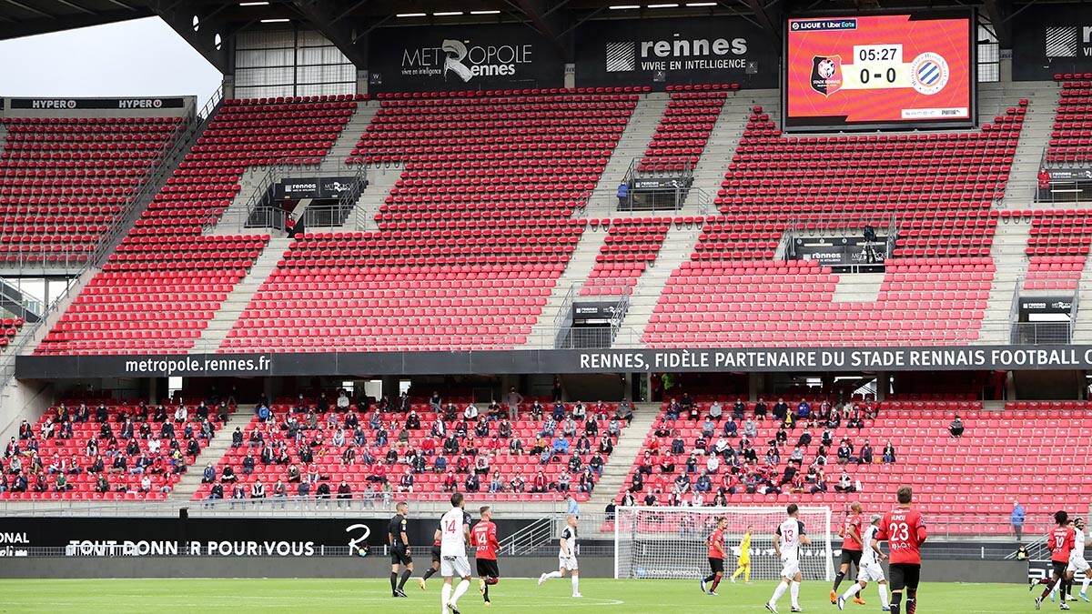 Stade Rennais vs Montpellier (2-1), 2e journée de Ligue 1, le 29/08/20 disputé au Roazhon Park déjà en jauge restreinte en raison de l'épidémie Covid 19